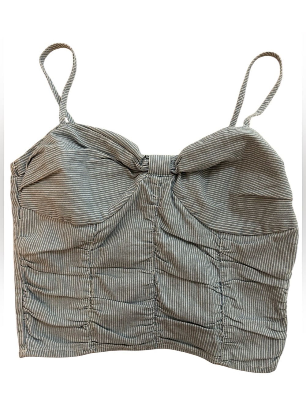 Urban Revivo blue/ white striped cropped bustier top a sweetheart size large new